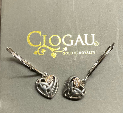 Clogau Hearts Entwined Diamond leverback drop earrings in silver and rose gold