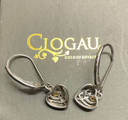 Clogau Hearts Entwined Diamond leverback drop earrings in silver and rose gold