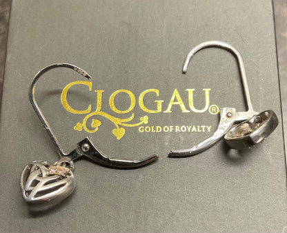 Clogau Hearts Entwined Diamond leverback drop earrings in silver and rose gold