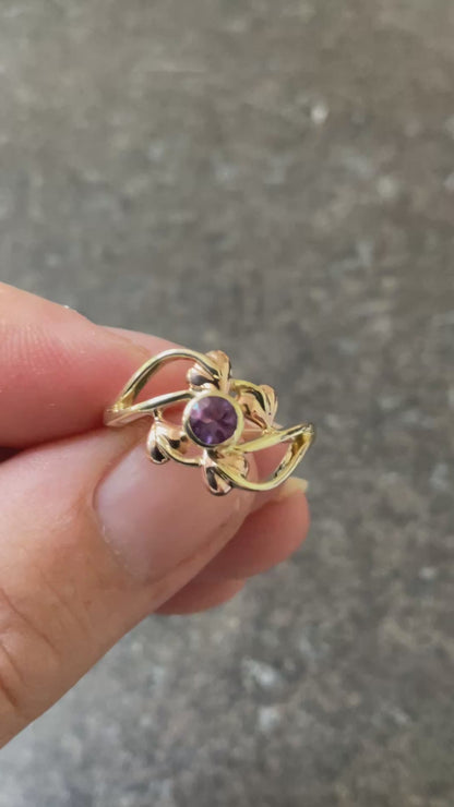 Clogau 9ct Amethyst Tree of Life Vine ring size M-M1/2 in yellow and rose gold