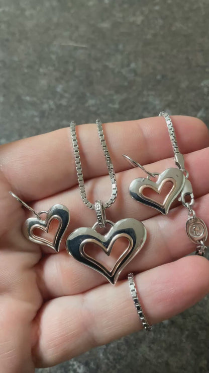 Clogau Always in my Heart necklace and earrings matching set in silver and rose gold