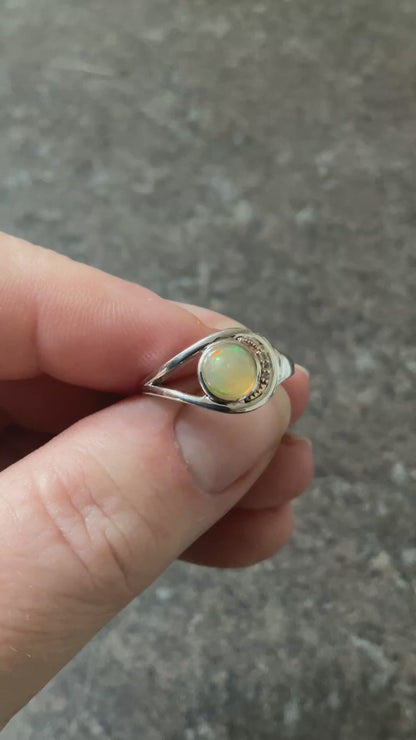 Clogau Serenade Opal and Diamond ring size L in silver and rose gold