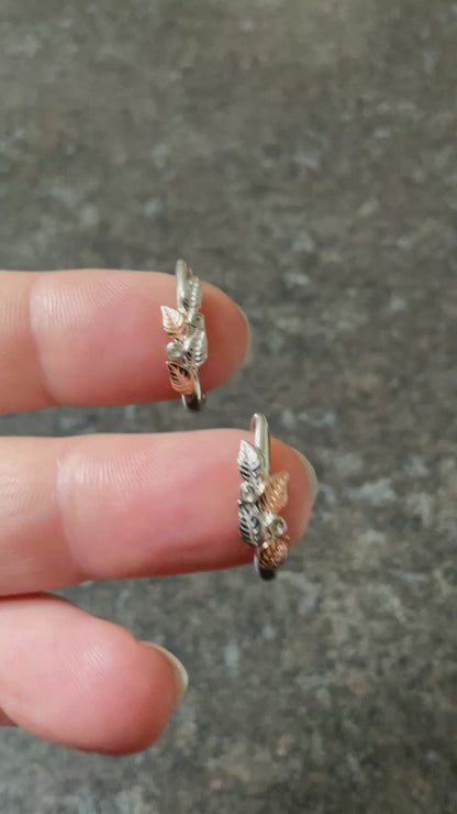RARE Clogau Awelon Peridot creole hoop earrings in silver and rose gold