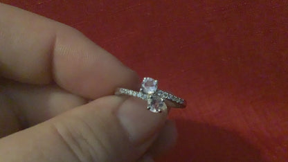 925 pink spinel & white zircon cross over bypass ring size N1/2 Gemporia