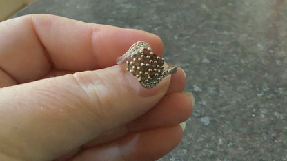 925 Andalusite & zircon cluster wave bypass shoulders ring P1/2 sterling silver TGGC