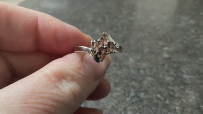 925 Andalusite oval cut cluster bypass ring size P1/2 sterling silver