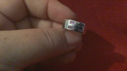 925 silver amethyst baguette cut natural ring size K1/2 7mm wide