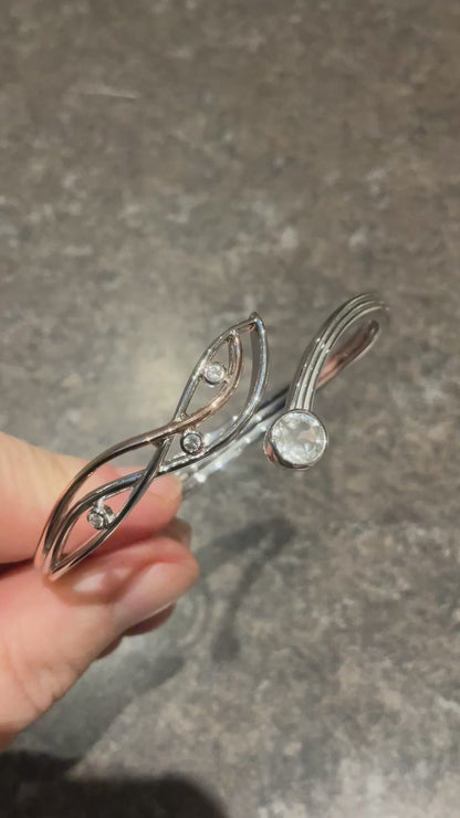 Clogau Nature’s Wonder Swallow Falls Waterfall White Topaz bangle in silver and rose gold