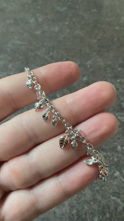 Clogau Awelon Peridot Leaves bracelet 18.5cm in silver and rose gold