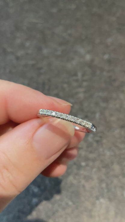 Clogau 9ct Timeless Love white gold and diamond 2mm wedding band ring size T (RRP £750)