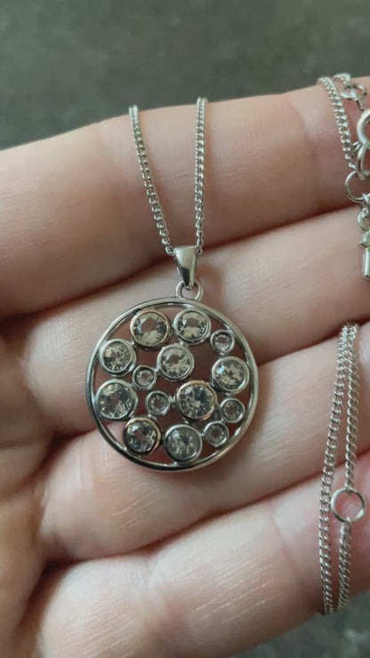 Clogau Celebration Circle White Topaz pendant necklace 18, 20, 22” in silver and rose gold