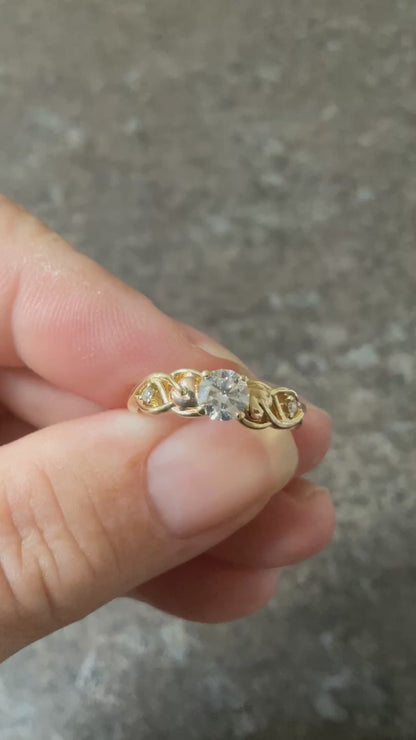 Clogau 18ct Fairtrade gold engagement ring with 0.5ct Lab grown Diamond size O yellow and rose gold RRP £2070