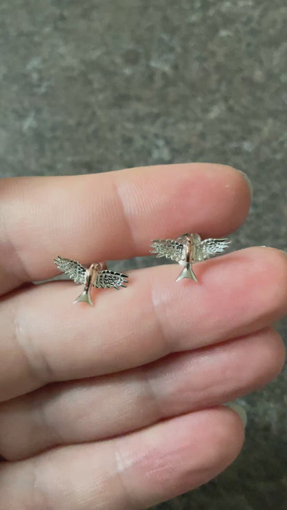 Clogau Red Kite stud earrings in silver and rose gold