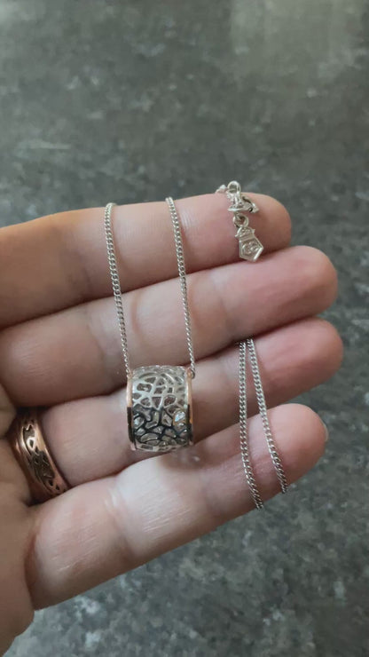 Clogau Royal Roses barrel pendant necklace in silver and rose gold 18”
