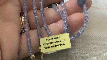 Long Tanzanite bead necklace with 10ct yellow gold clasp 31.5” (80cm)