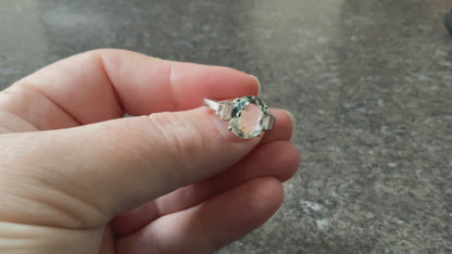 925 Green Amethyst & Zircon oval and baguette cut ring P1/2 sterling silver
