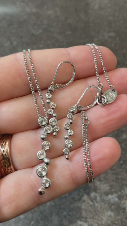 Clogau Celebration White Topaz necklace 18, 20 or 22” and drop earrings in silver and rose gold matching set