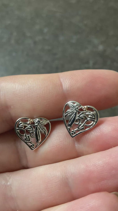 Clogau RARE Fairy Heart Tree of Life stud earrings in silver and rose gold