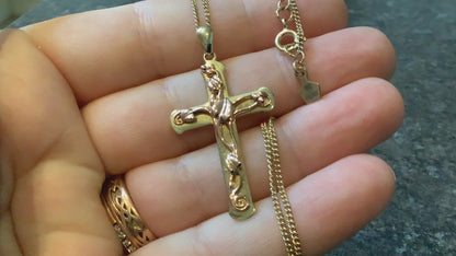 Clogau 9ct Tree of Life cross pendant necklace 18" yellow and rose gold