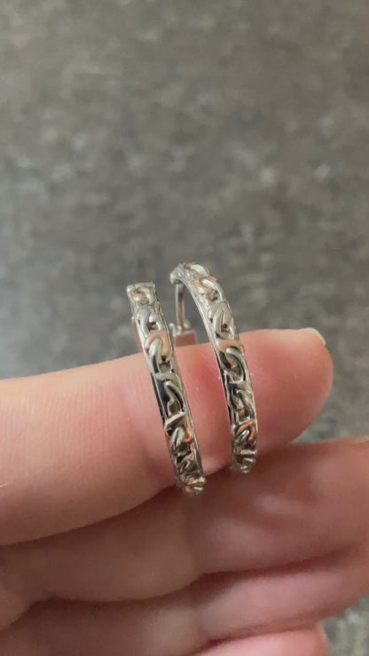Clogau Tree of Life hoop creole earrings in silver and rose gold 2.5cm