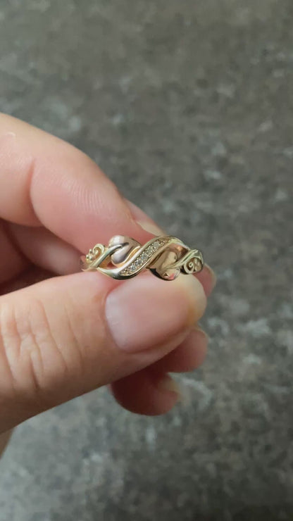 Clogau 9ct Tree of Life Diamond ring size P-P1/2 yellow and rose gold