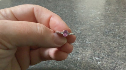 9ct Pink Cuprian Tourmaline and diamond ring size N-N1/2 white gold certificate