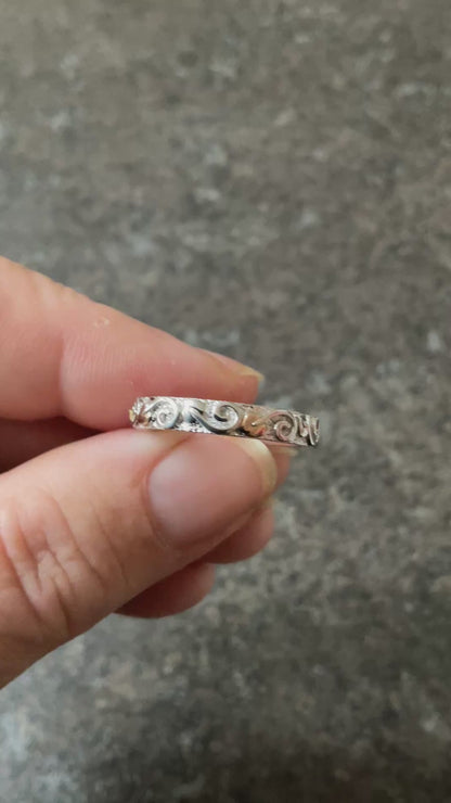 Clogau 4mm Tree of Life band ring in silver and rose gold available in size J,N,Q,T