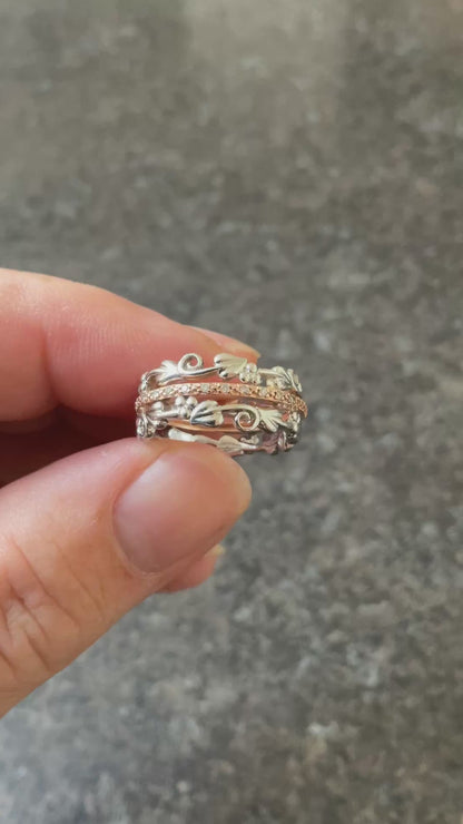 Clogau Am Byth Diamond ring size J silver and rose gold RRP £500
