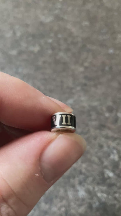 Rare Clogau Black enamel Roman Numerals milestones barrel pendant charm in silver and rose gold