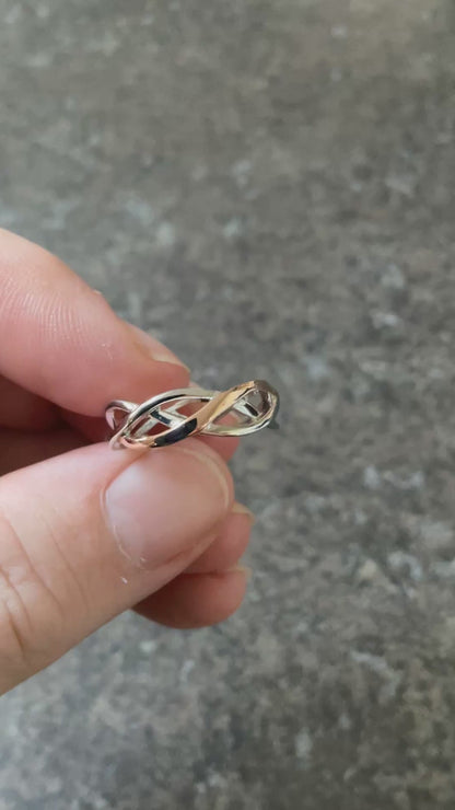 Clogau Celtic Weave silver and rose gold ring size L