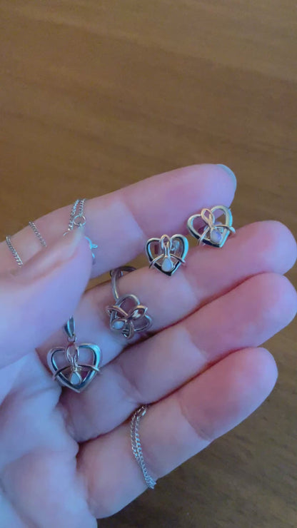 Clogau Dwynwen Opal necklace and matching stud earrings in silver and rose gold (ring has sold)