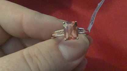 9K Mongolian Andesine and white topaz rose gold ring 1.44CTS size N1/2 TGGC
