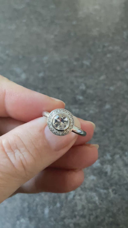 Clogau Ar Dan White Topaz Cocktail ring size Q in silver and rose gold