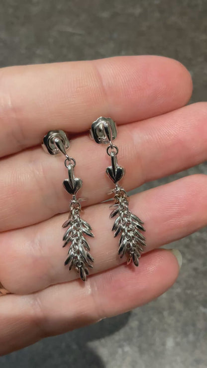 Clogau Tree of Life Evergreen drop earrings in silver and rose gold