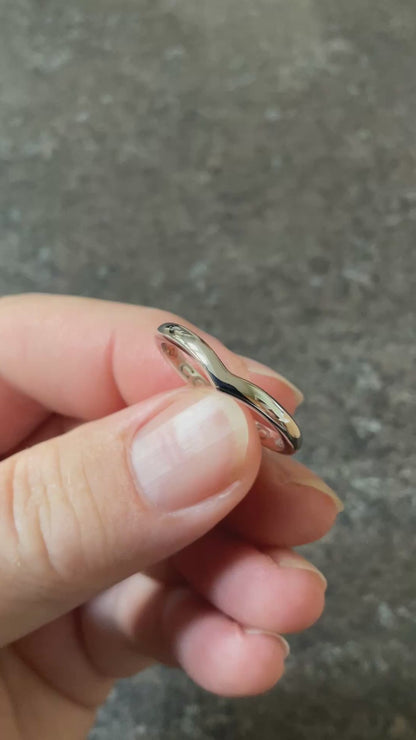 Clogau 9ct white gold 2mm Cariad Wishbone Wedding band ring size S