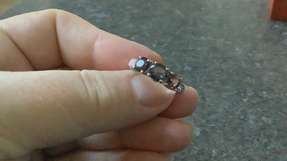 925 Spinel multicolour trilogy ring size P1/2 sterling silver TGGC