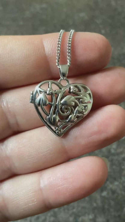 Clogau Hanging Heart Tree of Life Locket Pendant necklace 18” silver and rose gold