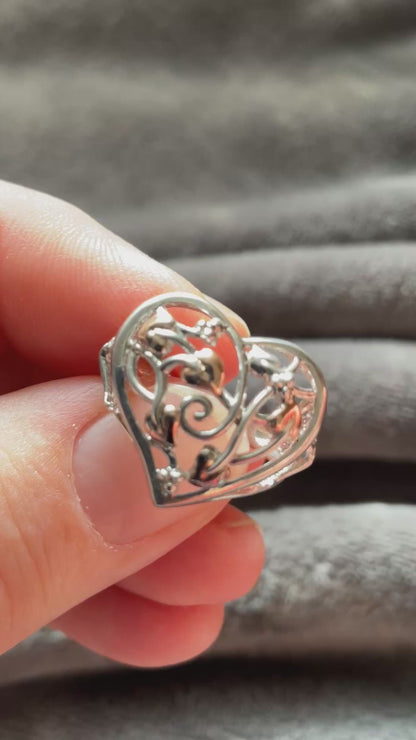 Clogau Tree of Life Fairy Heart ring size L silver and rose gold