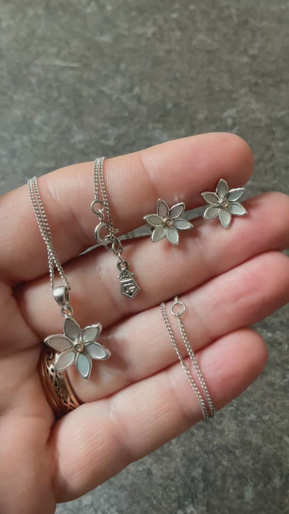 Clogau Lady Snowdon Mother of Pearl and Diamond necklace (£95) and earrings (£95) set (£175)