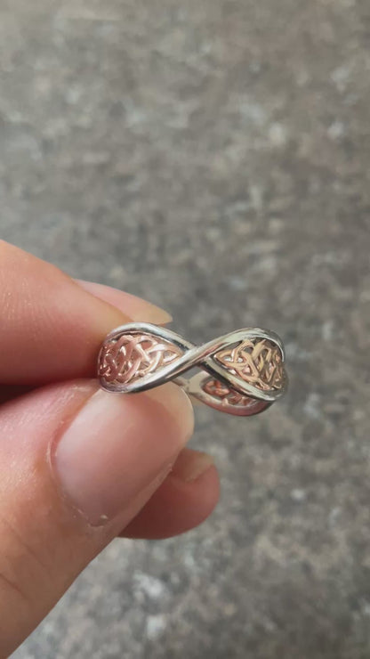 Clogau Welsh Royalty Celtic Weave ring size S in silver and rose gold