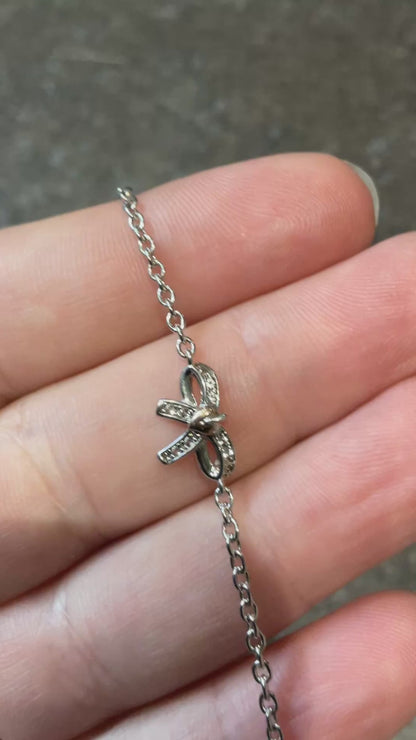 Clogau White Topaz Tree of Life Bow bracelet 17.5 - 18.5cm in silver and rose gold