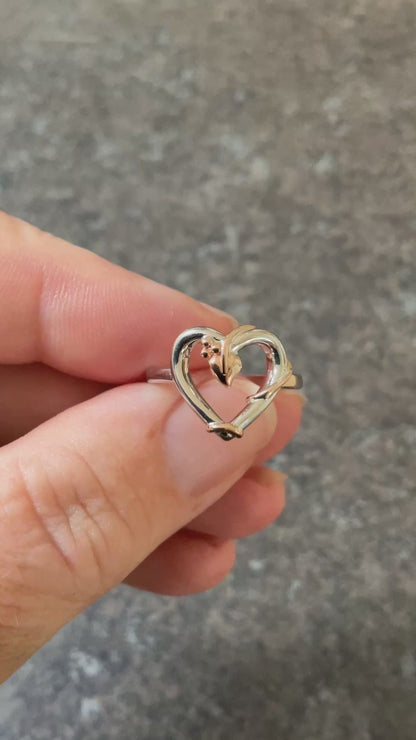 Clogau Tree of Life Vine Heart ring size P in silver and rose gold