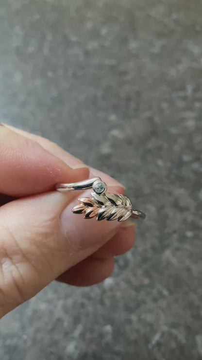 Clogau Lilibet Sky Blue Topaz ring in silver and rose gold sizes M, R and T