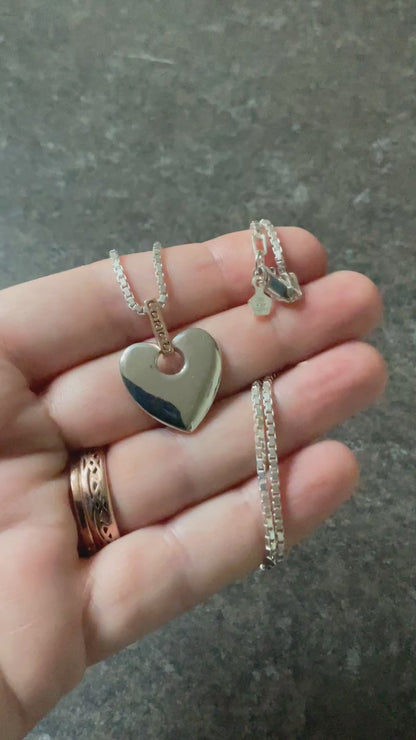 Clogau Cariad Big Heart with Diamond pendant necklace in silver and rose gold 18”RRP £290