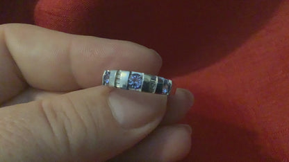9ct Tanzanite and baguette diamond white gold band ring size L QVC