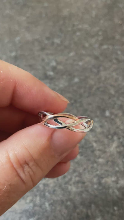 Clogau Celtic Weave silver and rose gold ring size O and T