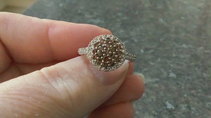 925 Andalusite & zircon halo cluster ring size P1/2 sterling silver TGGC
