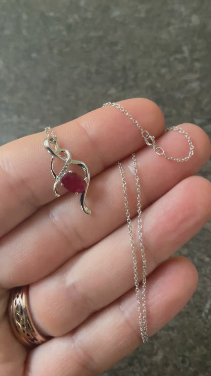 9ct Kallati Ruby and Diamond white gold pendant 18" necklace 0.85ct