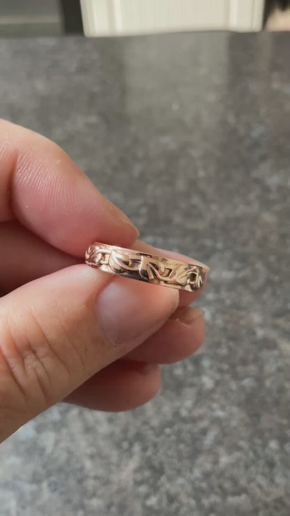 Unisex Clogau Welsh 9ct Rose Gold 5mm Tree of Life Cariad Wedding Band Ring SIZE P
