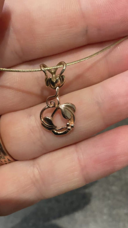 Vintage Clogau 9ct Tree of Life yellow and rose gold pendant on 14ct yellow gold 16” wire chain necklace